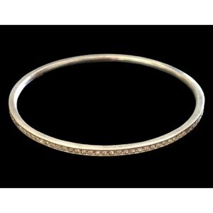 Ralph Lauren Pave Crystal Rhinestone Bangle Silver plated Jewelry 8”